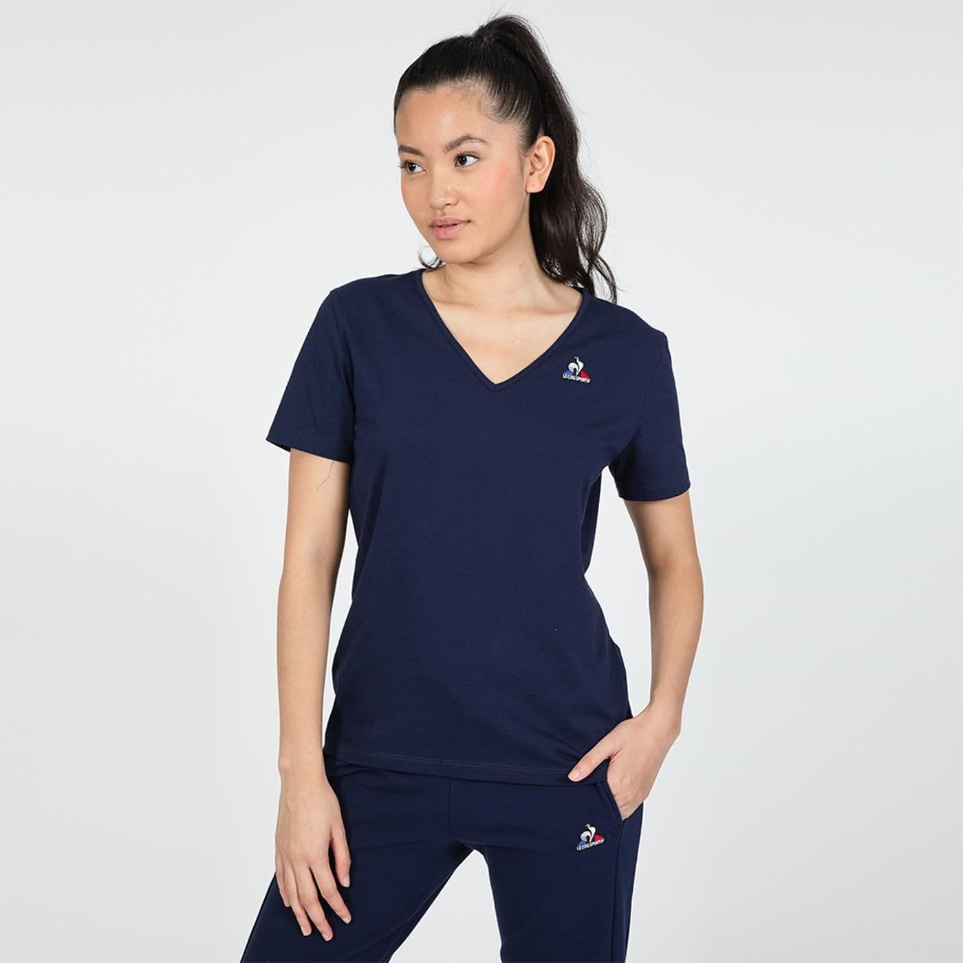 ESS Tee SS Col V N°2 W bleu nuit - image