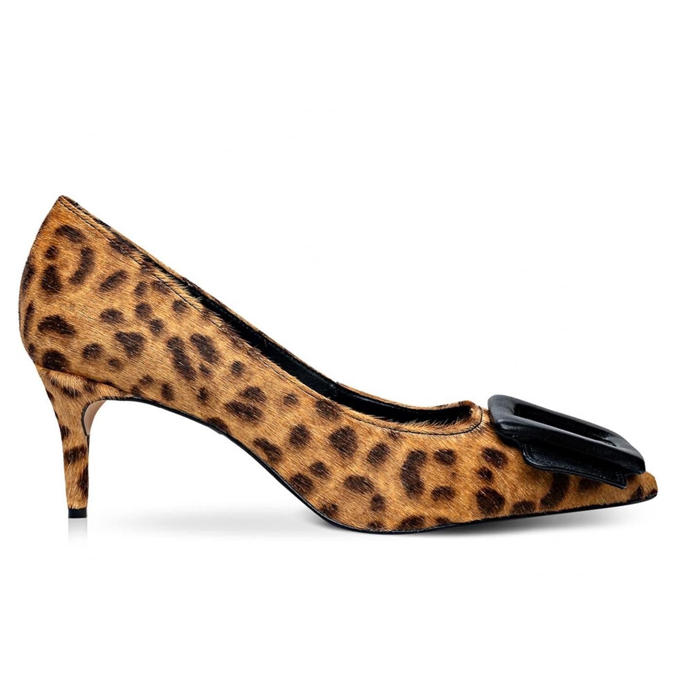 Zapato Tacon 439006 pelo new leopard/mestiço - camel/black - image