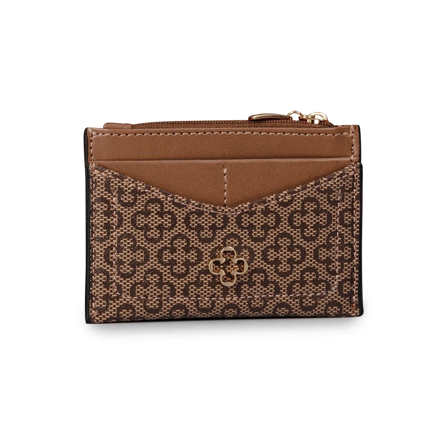 BILLETERA 494476 7 caimi & liaison ind nocciola(camel) / banho ouro claro escovado