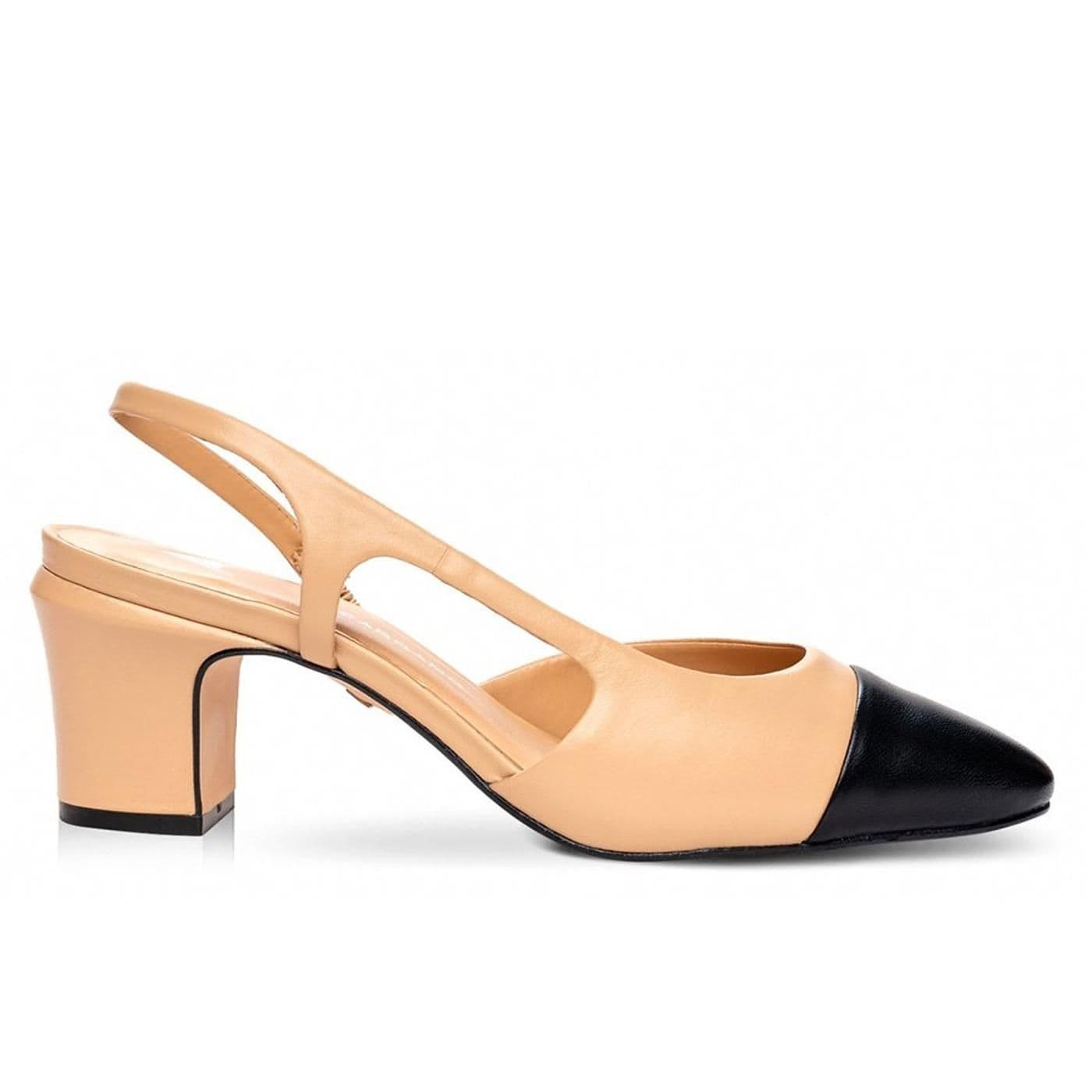 Scarpin Slingback Cap Toe 629001D mestiço black/crema image.