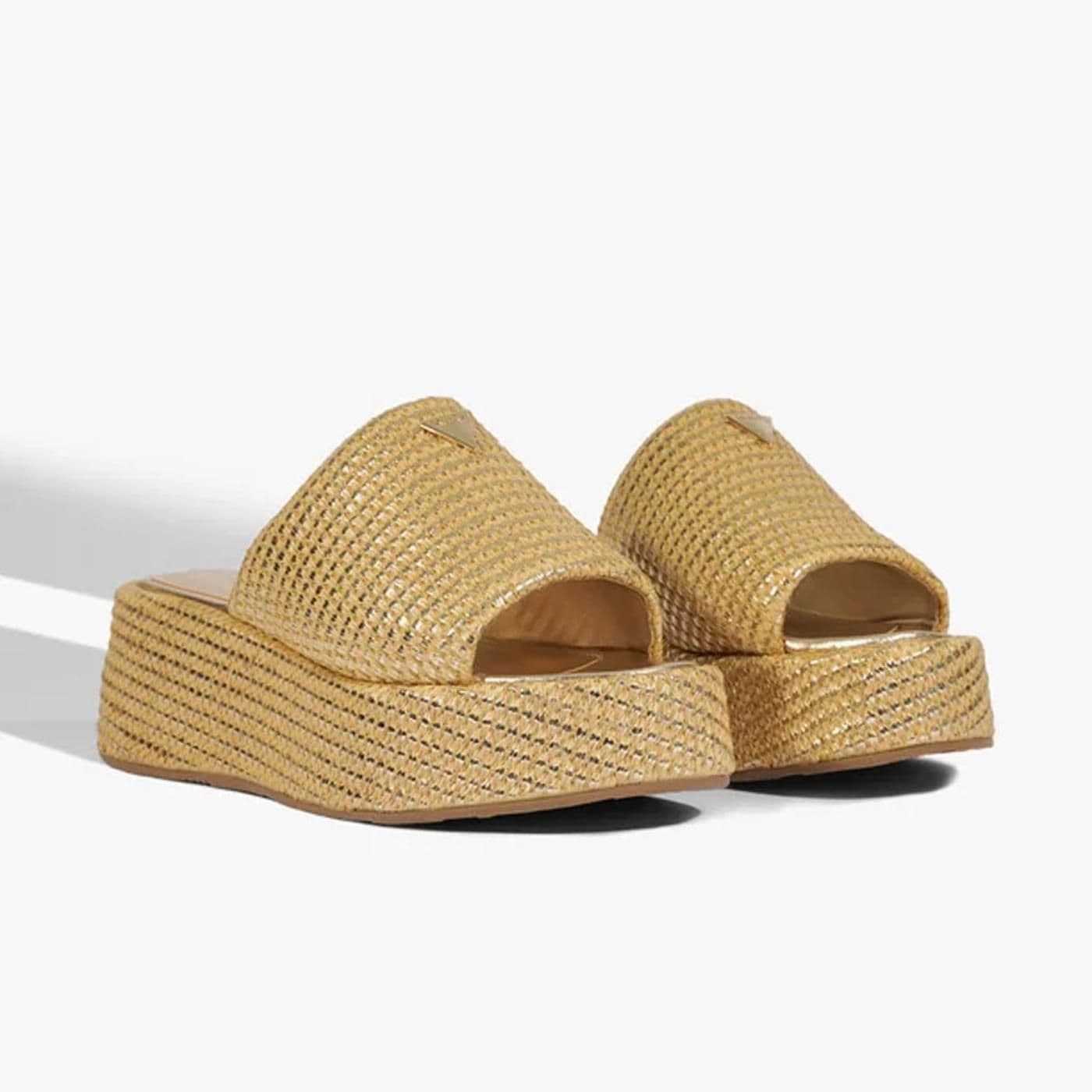 Sandalia Papete Plataforma S2249000010001 x2t30 - palha/ouro branco - image