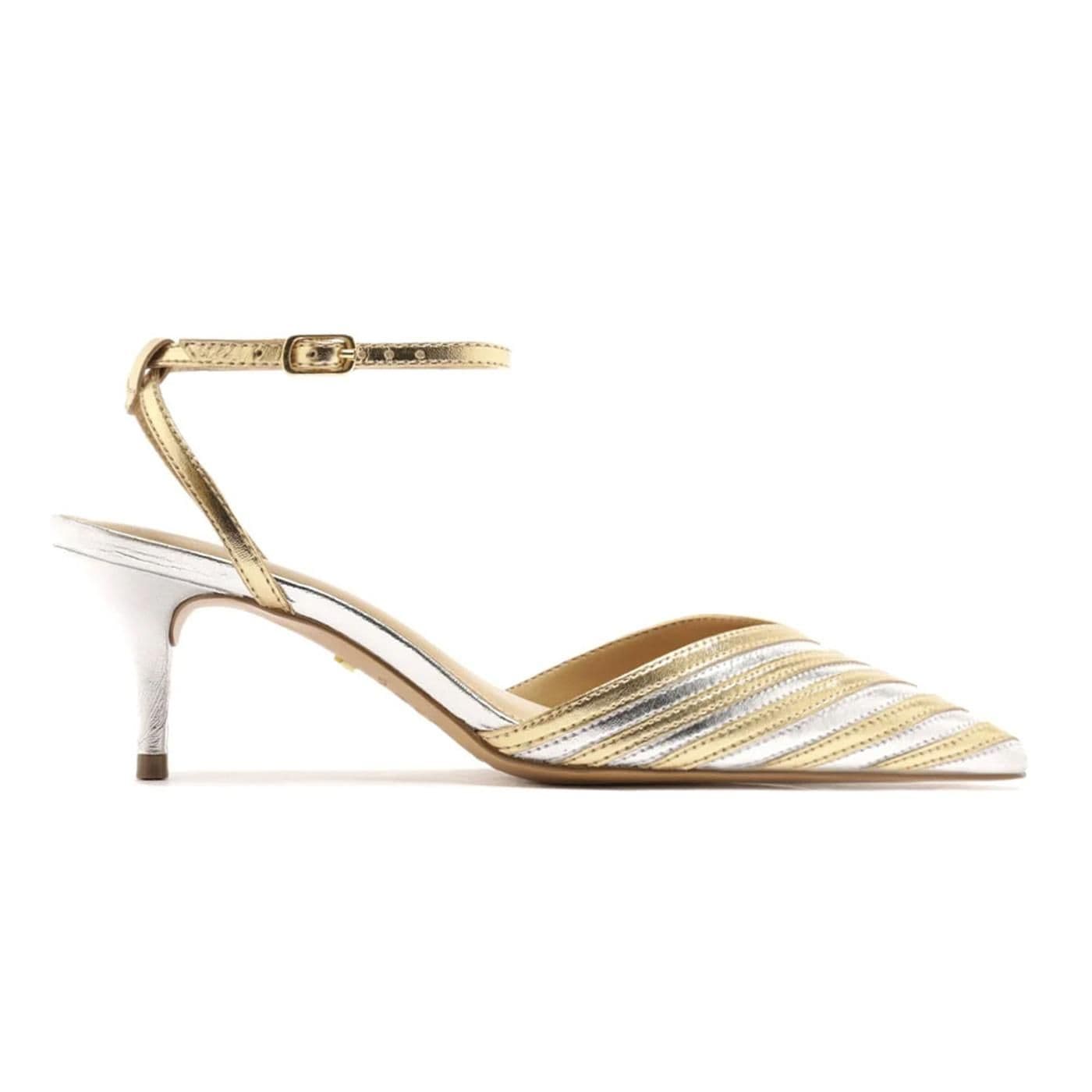 Scarpin Fivela x28pz - ouro/silver