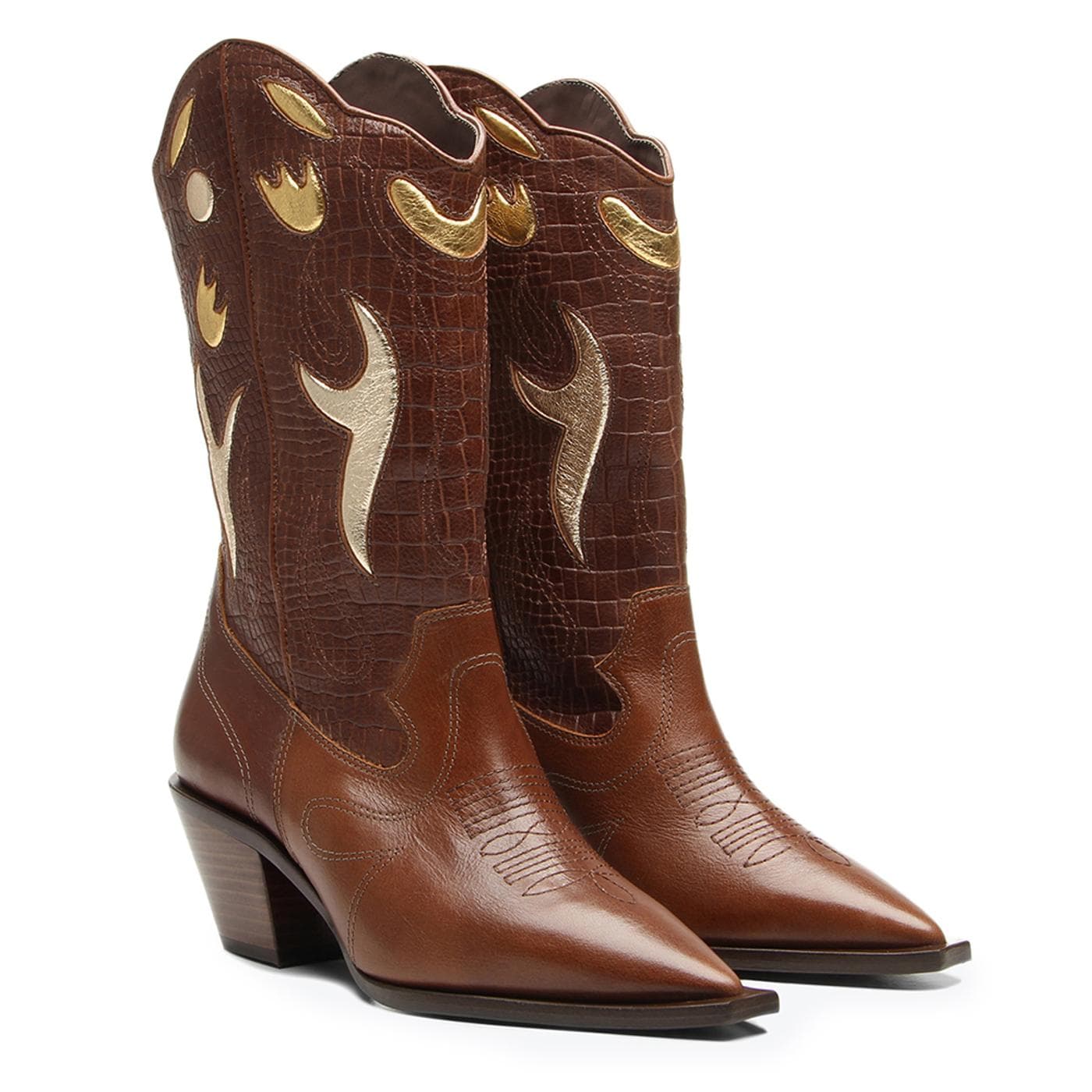 MONTREAL 1378004-20 croco soft shine coffee / ouro - image