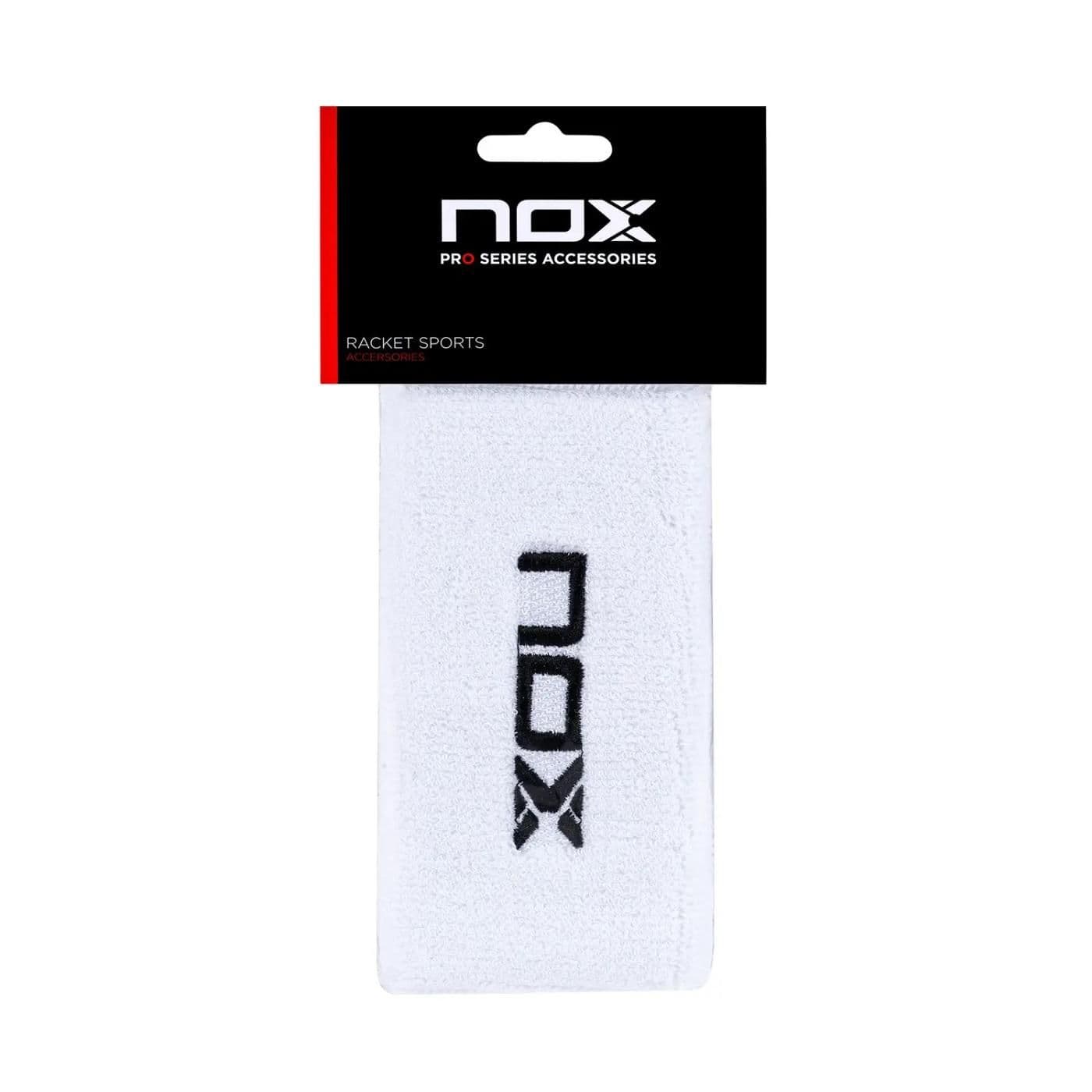 BLISTER (2 UDS) MUÑEQUERA LARGA NOX BLANCA LOGO NEGRO  image.