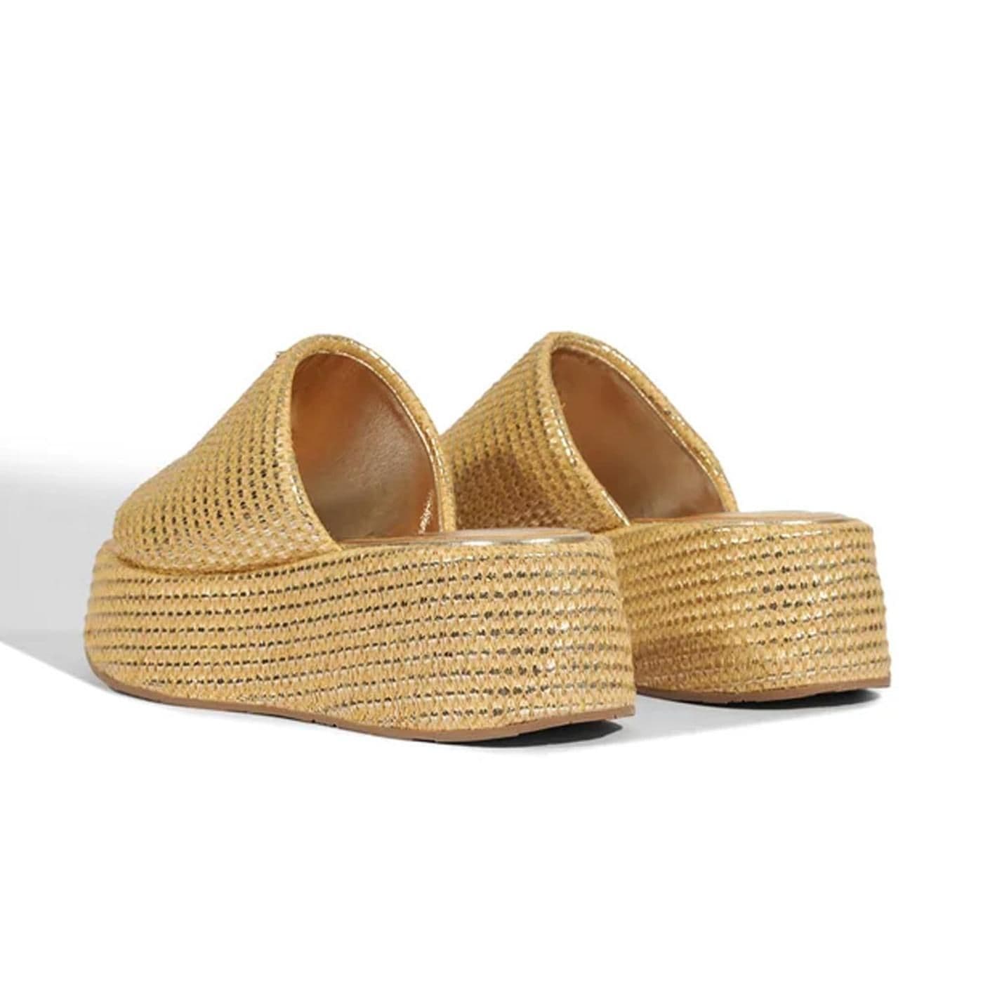 Sandalia Papete Plataforma S2249000010001 x2t30 - palha/ouro branco - image