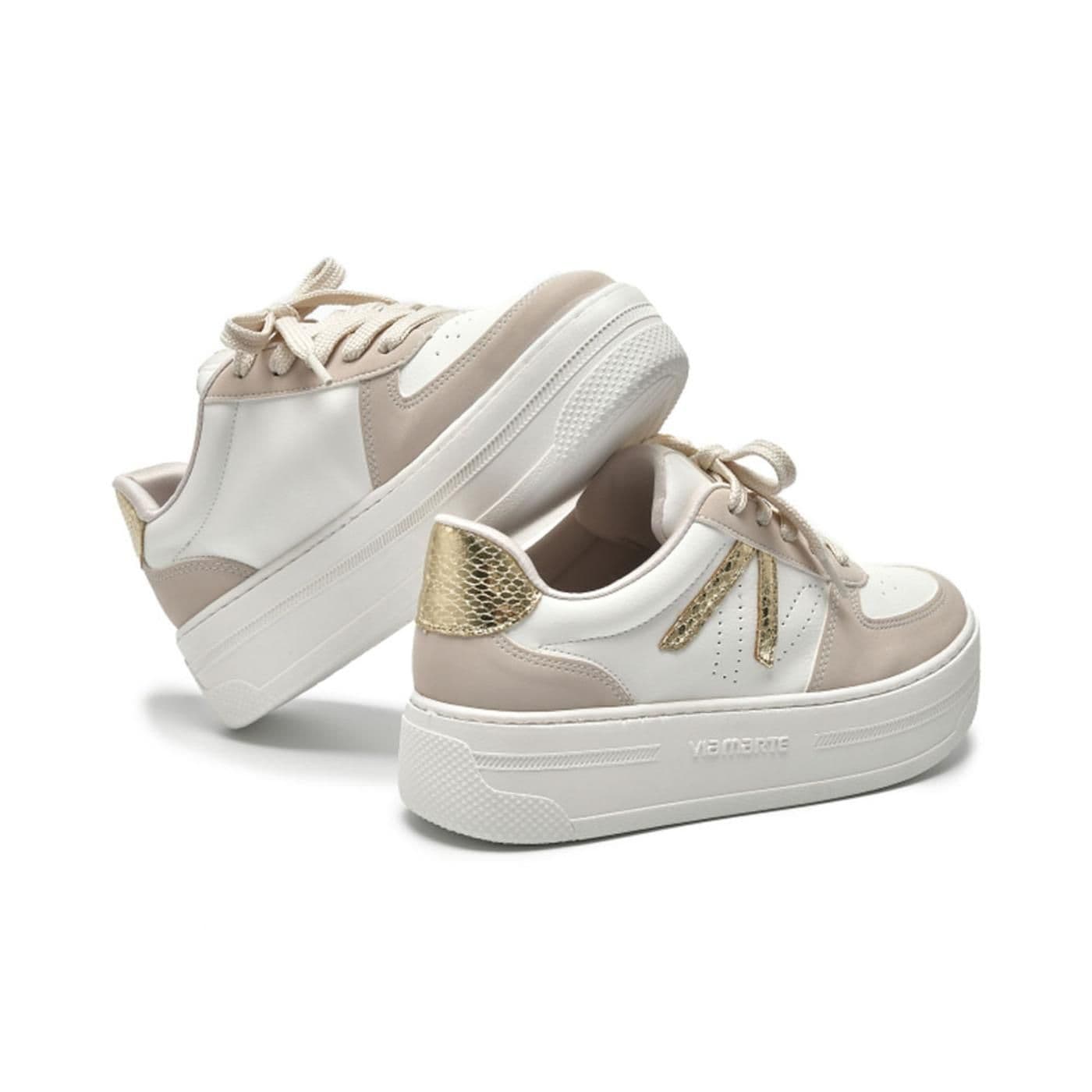 tenis casual  211-004-02 bege/milk/gold - image