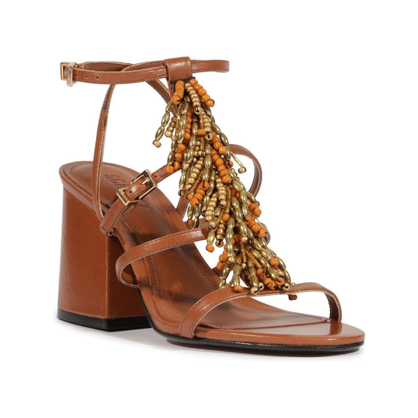 Sandalia de tacón cuadrado de piel S2056201740001 x2r45 - brownie i - image