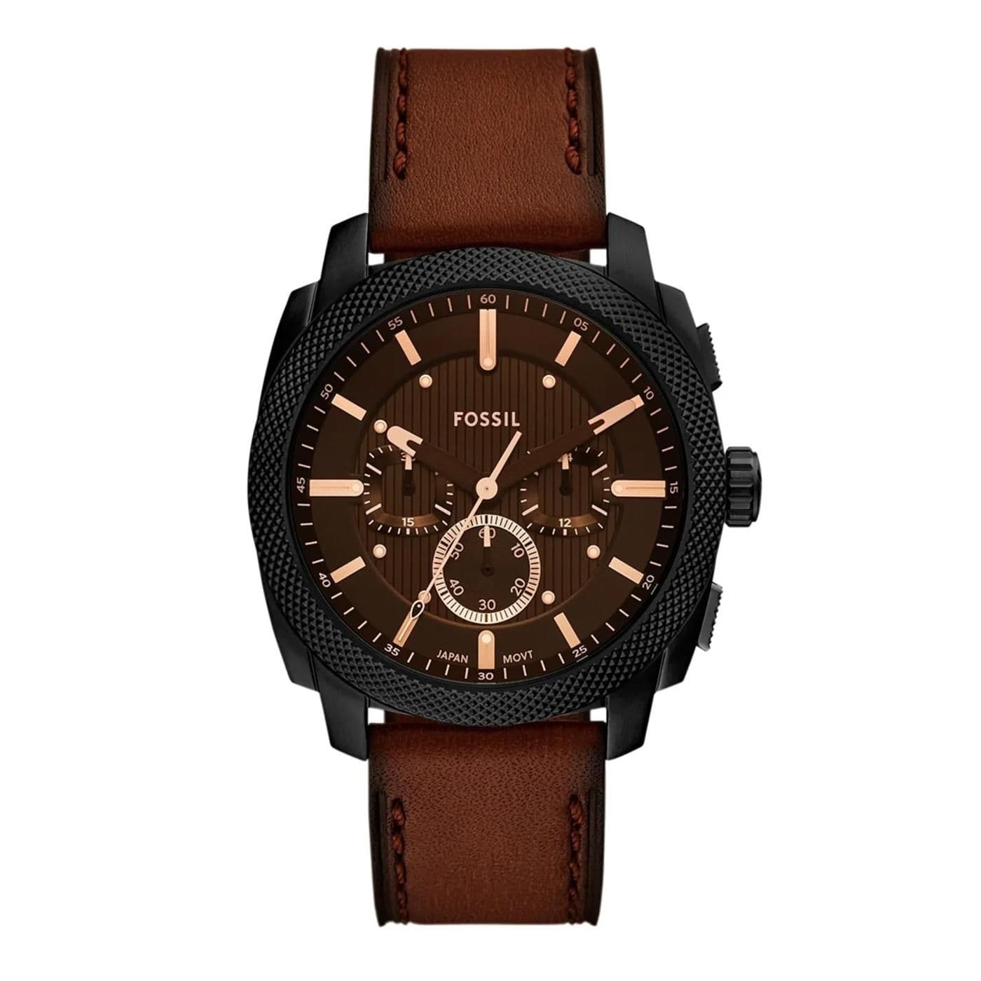 Reloj Carraway de piel de cocodrilo marrón con tres manecillas brown