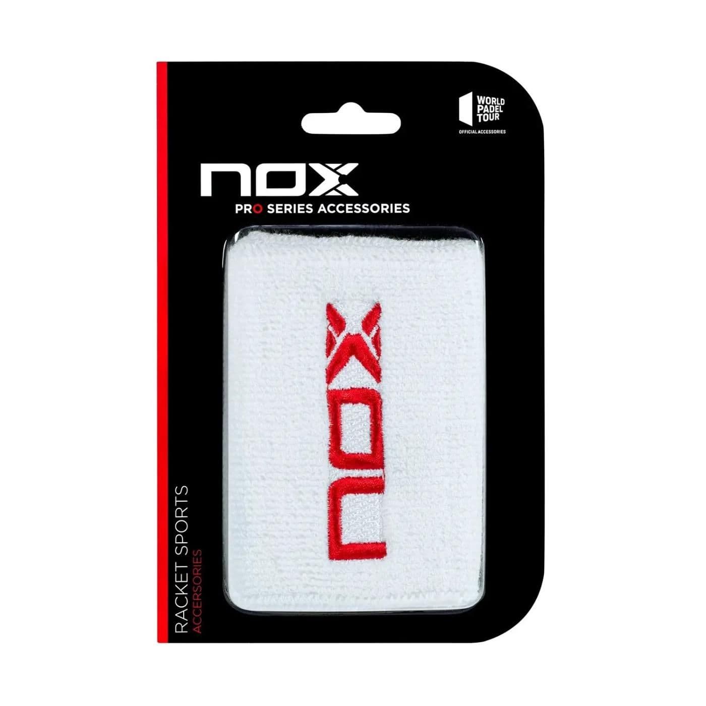 BLISTER (2 UDS) MUÑEQUERA NOX BLANCO LOGO ROJO  image.
