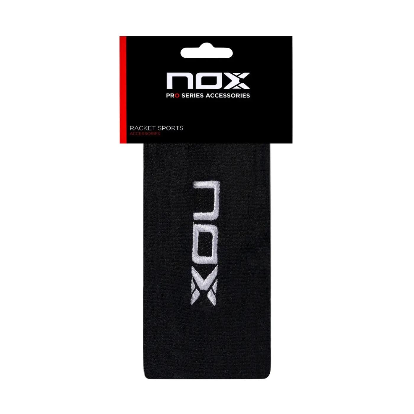 BLISTER (2 UDS) MUÑEQUERA LARGA NOX NEGRA LOGO BLANCO  image.