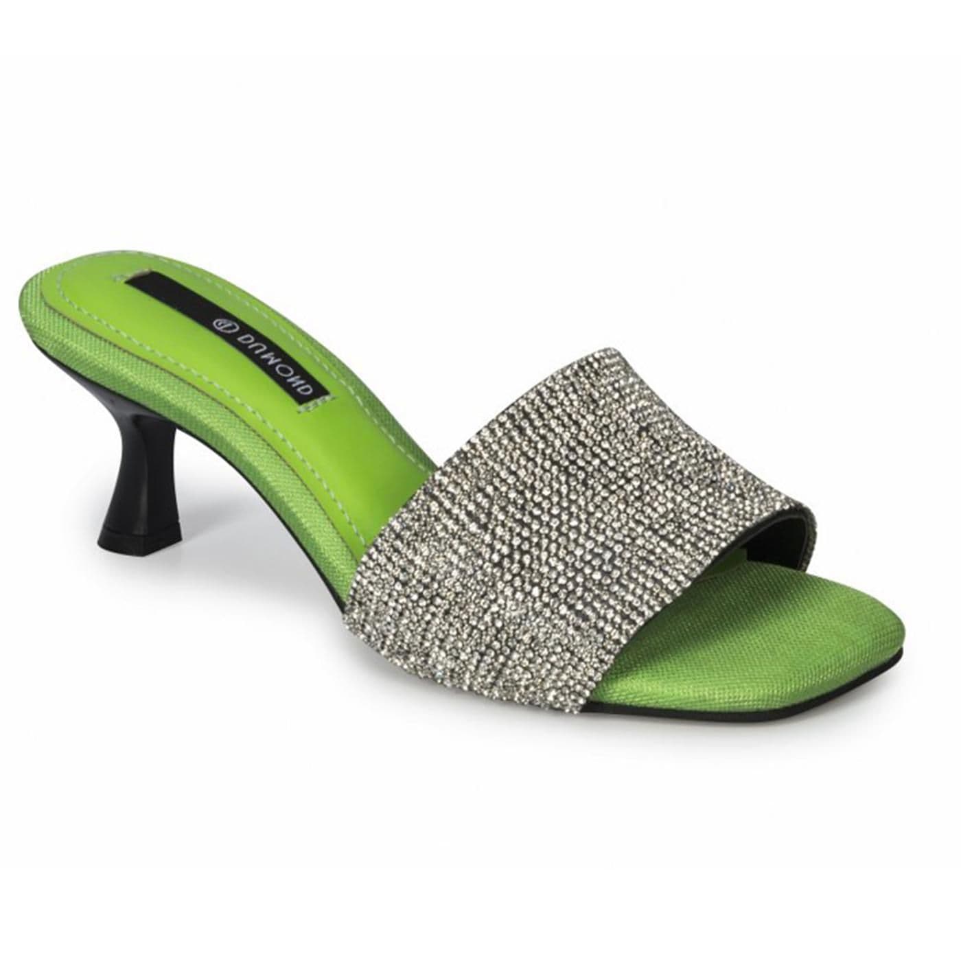 4118061-2 SANDALIA TACON cristal/preto/verde eletric image.