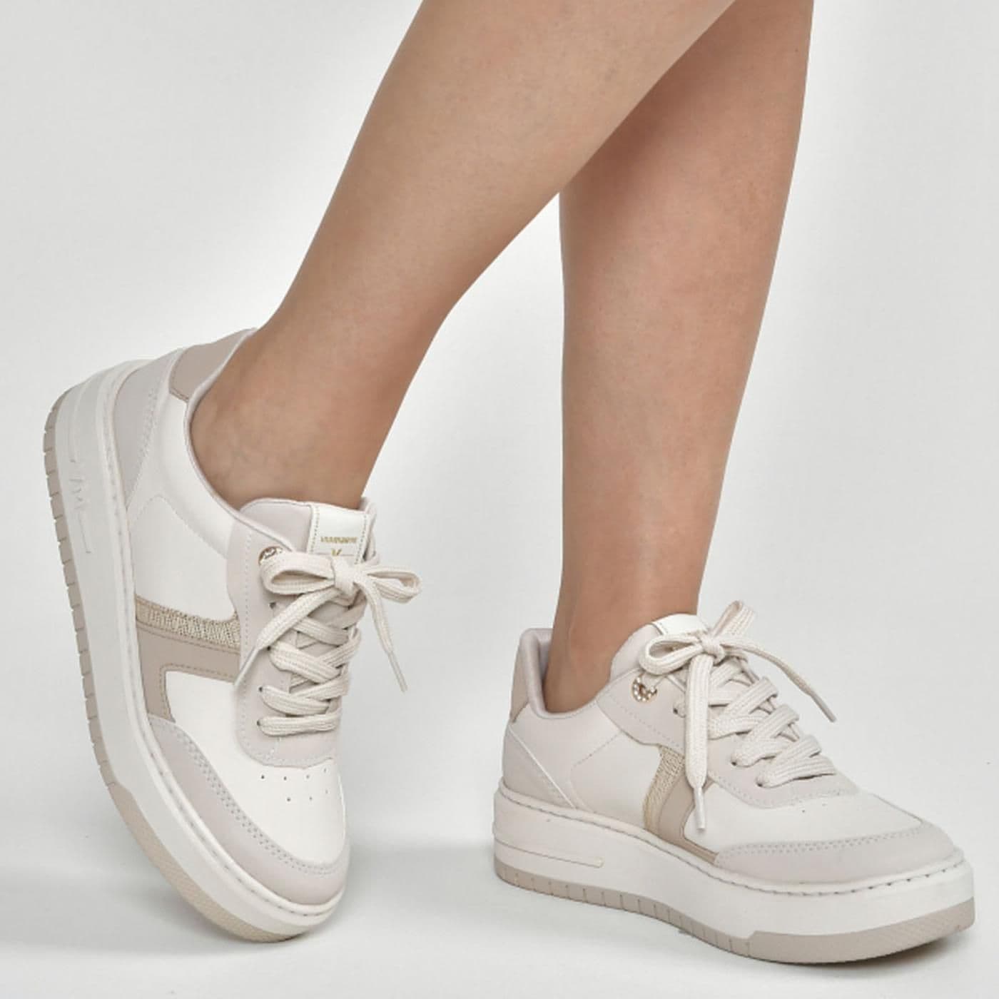 tenis casual bege/marfim i23/bege/saara/gold - image