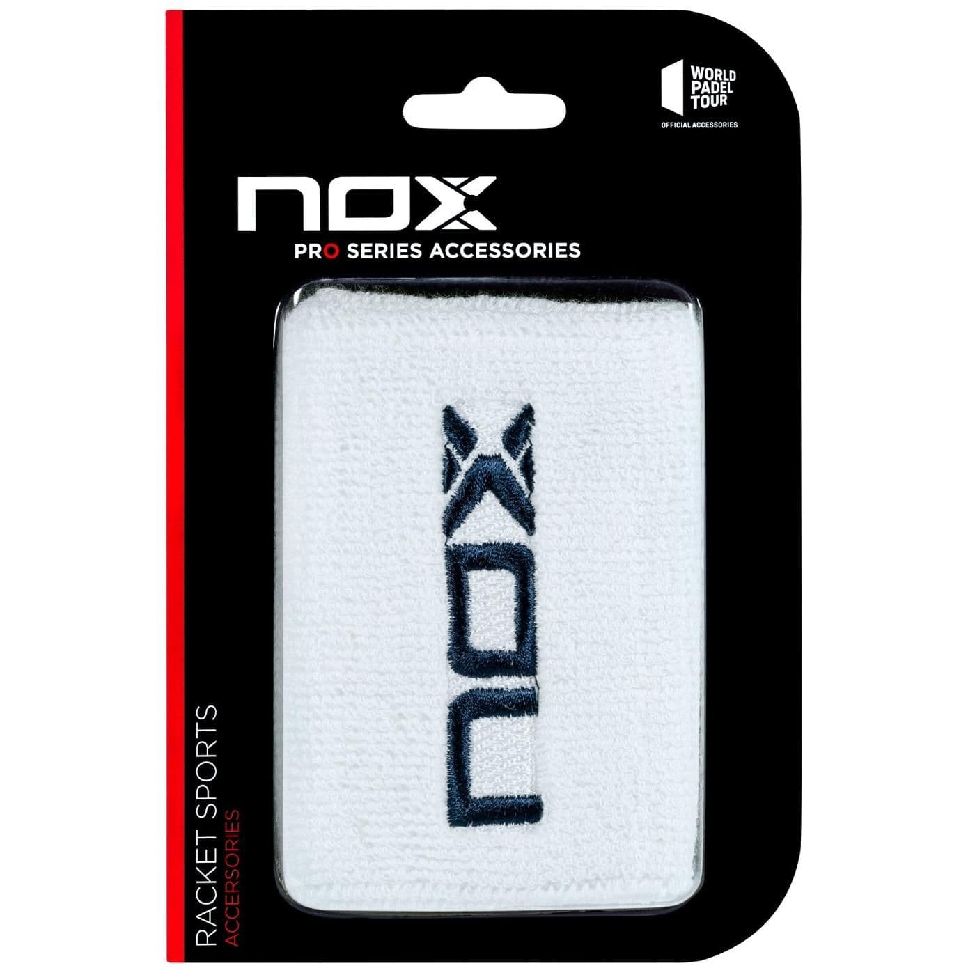 BLISTER (2 UDS) MUÑEQUERA NOX BLANCO LOGO AZUL  image.