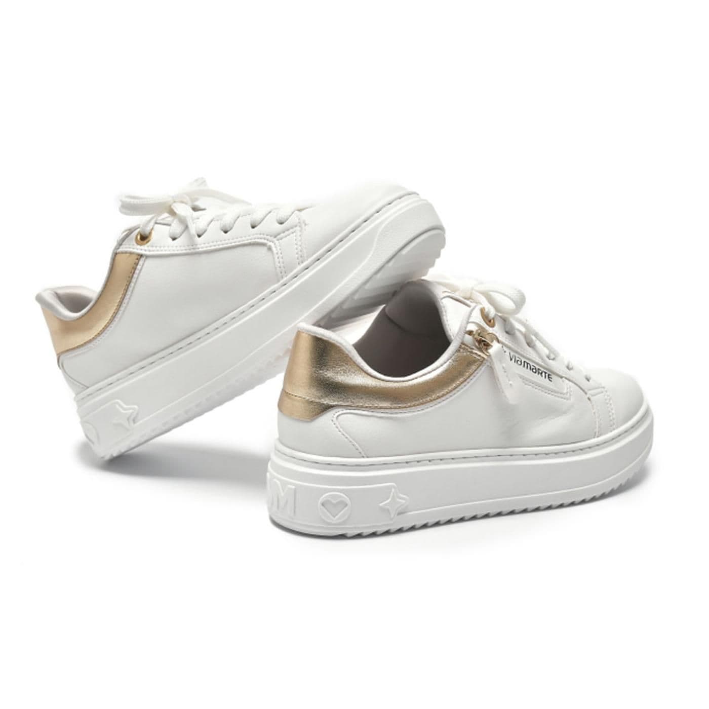tenis casual  206-001-01 branco/gold - image